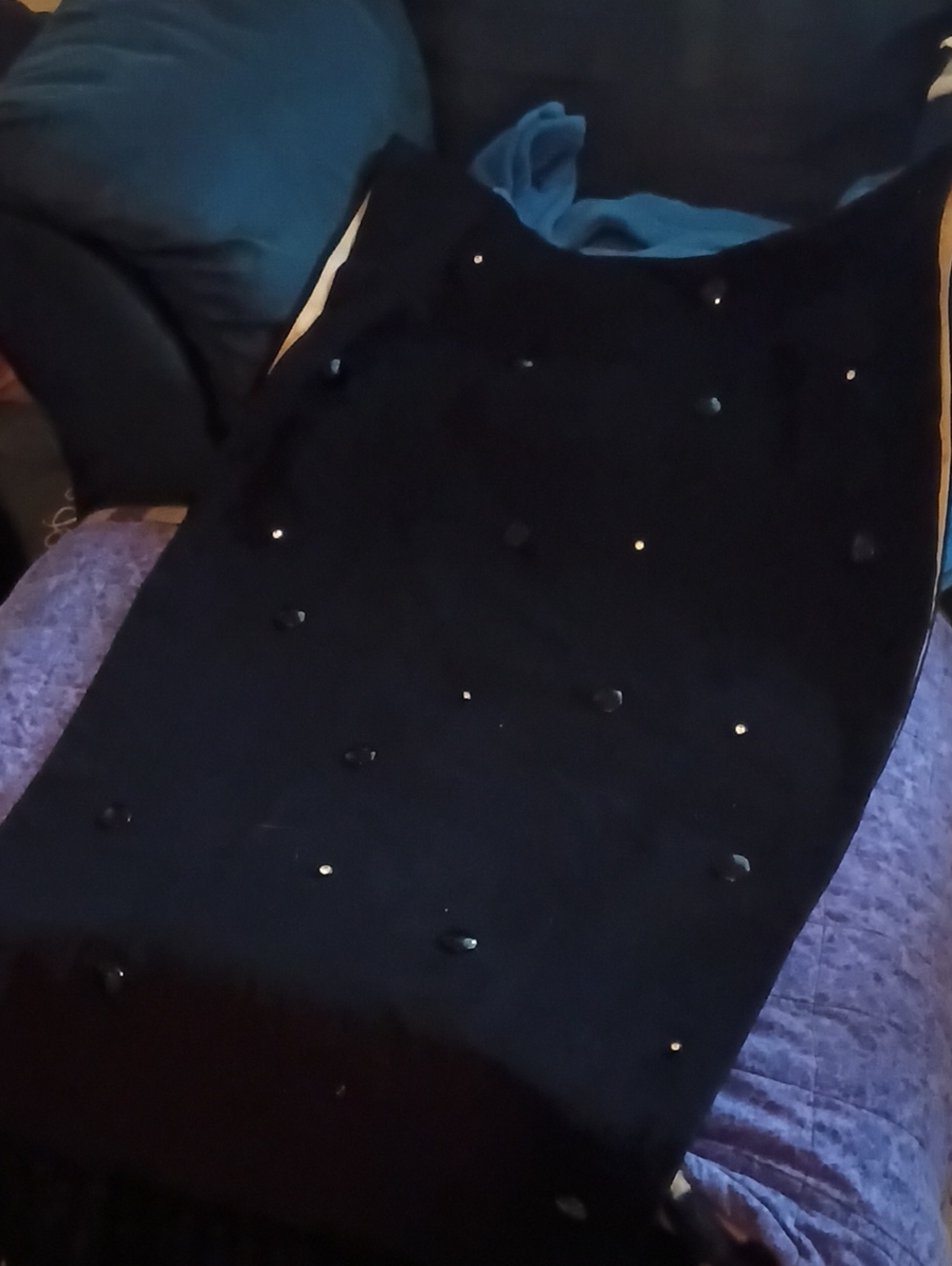 Vintage Black Embellished Women's Cape Lined ..Has Some Weight To It..With Fring
